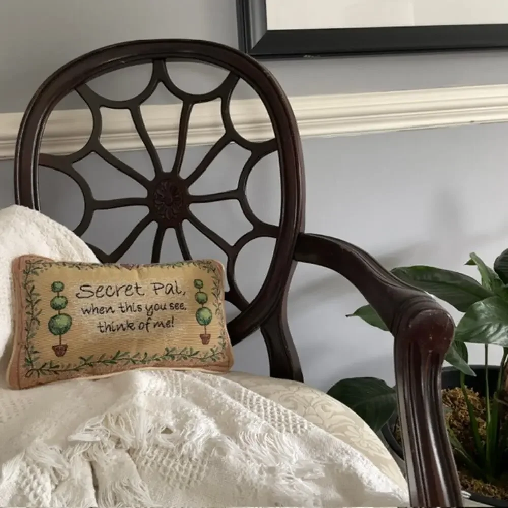 Secret Pal Friendship Tapestry Lumbar Pillow Cottagecore Accent Gift Farmhouse